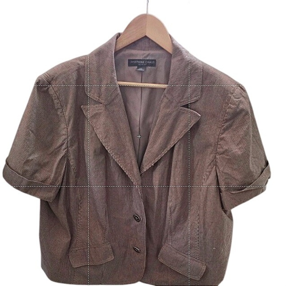Vintage Women's Short-Sleeve Corduroy Blazer 22 Plus 2 Button Business Casual